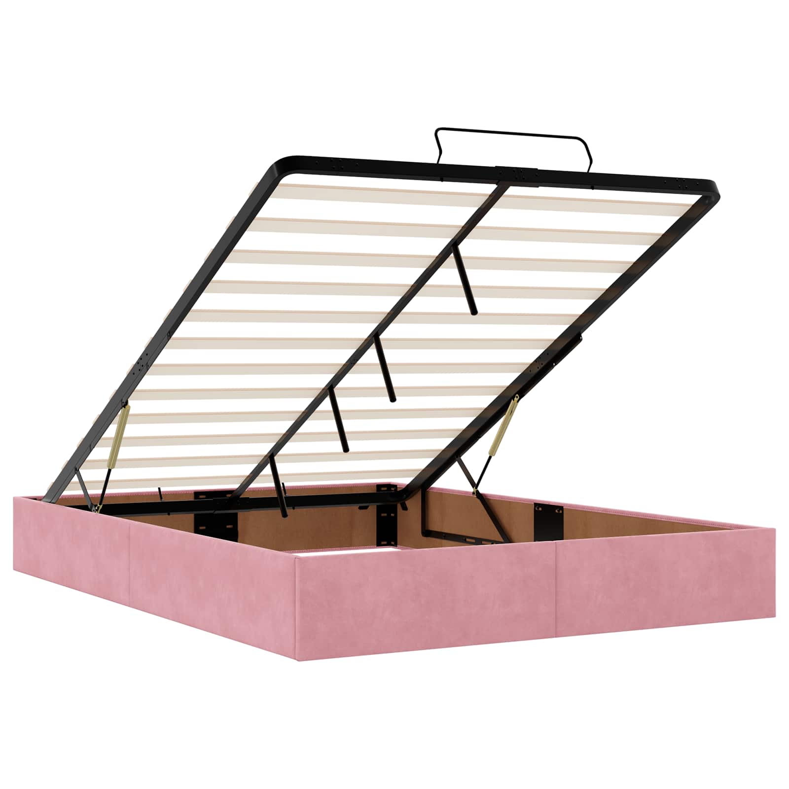 Letto Ottomano con Materasso e LED Rosa 140 x 200 cm Velluto | homemem39