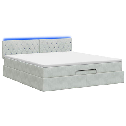 Letto Ottomano con Materasso e LED Grigio Chiaro 160 x 200 cm