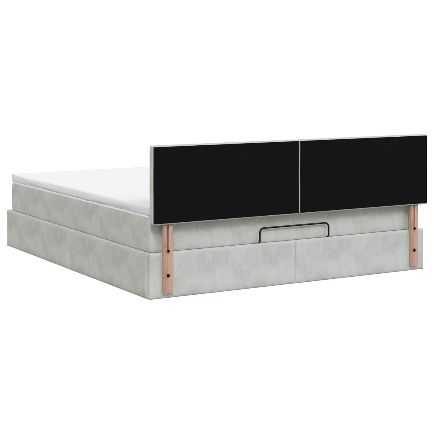 Letto Ottomano con Materasso e LED Grigio Chiaro 160 x 200 cm