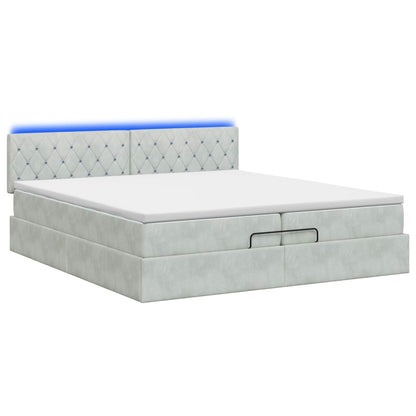 Letto Ottomano con Materasso e LED Grigio Chiaro 200 x 200 cm