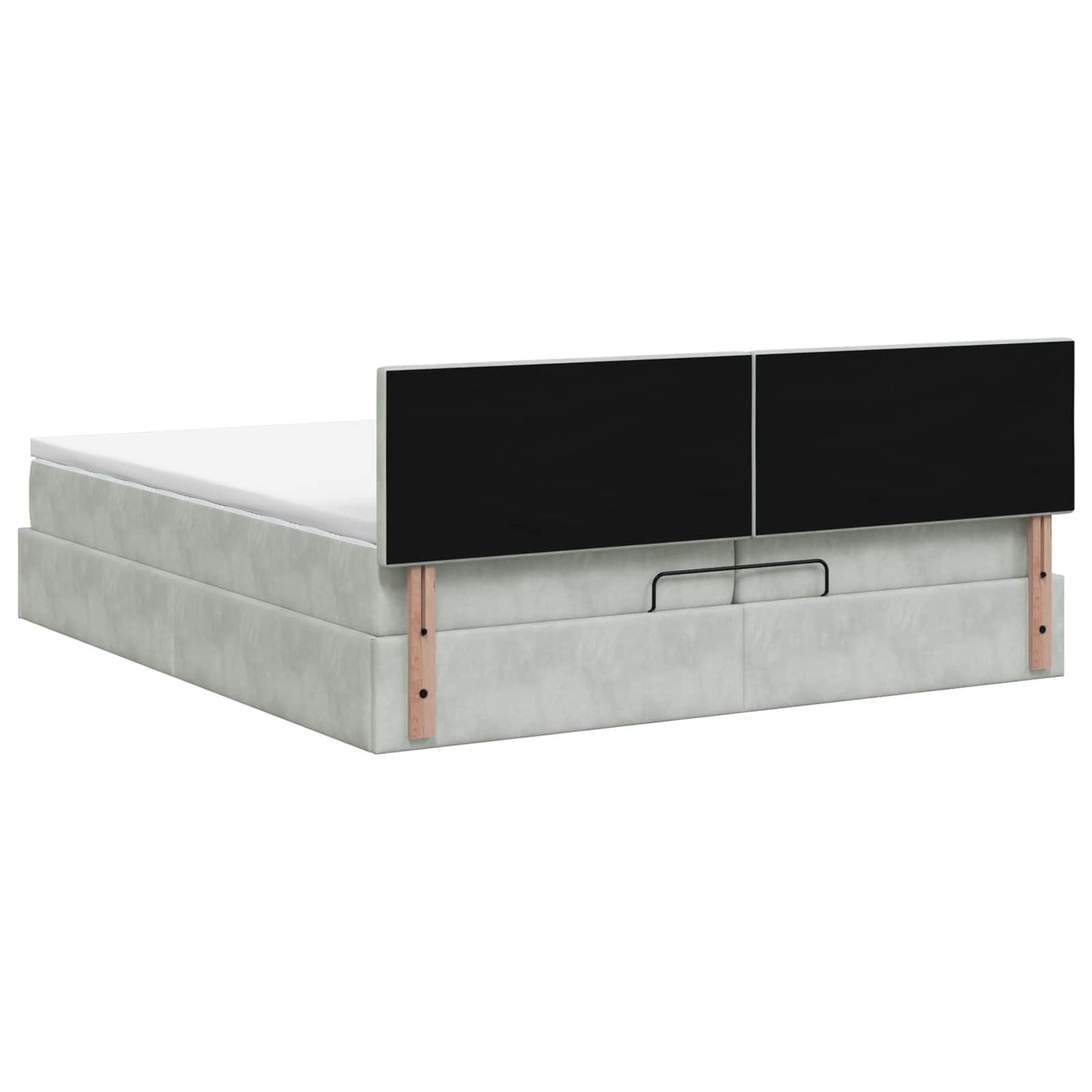 Letto Ottomano con Materasso e LED Grigio Chiaro 200 x 200 cm