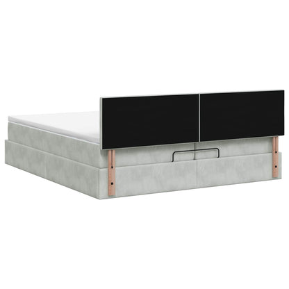 Letto Ottomano con Materasso e LED Grigio Chiaro 200 x 200 cm