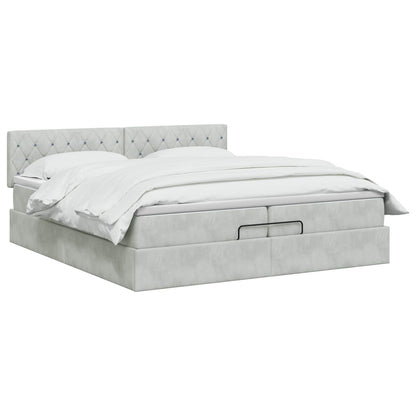 Letto Ottomano con Materasso e LED Grigio Chiaro 200 x 200 cm