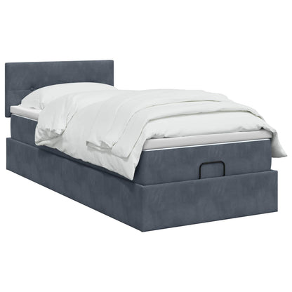 Letto Ottomano con Materasso e LED Grigio Scuro 80 x 200 cm