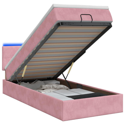 Letto Ottomano con Materasso e LED Rosa 100 x 200 cm Velluto | homemem39