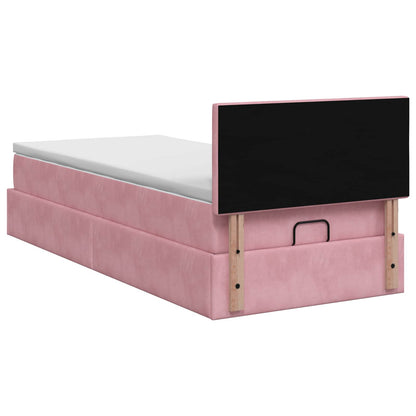 Letto Ottomano con Materasso e LED Rosa 100 x 200 cm Velluto | homemem39