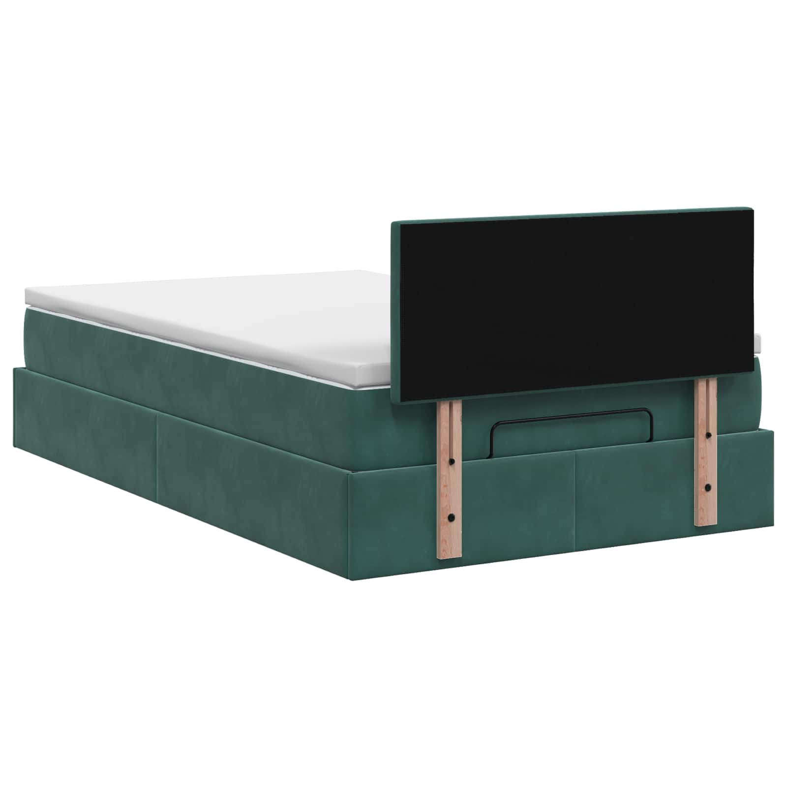 Letto Ottomano con Materasso e LED Verde Scuro 120 x 200 cm | homemem39