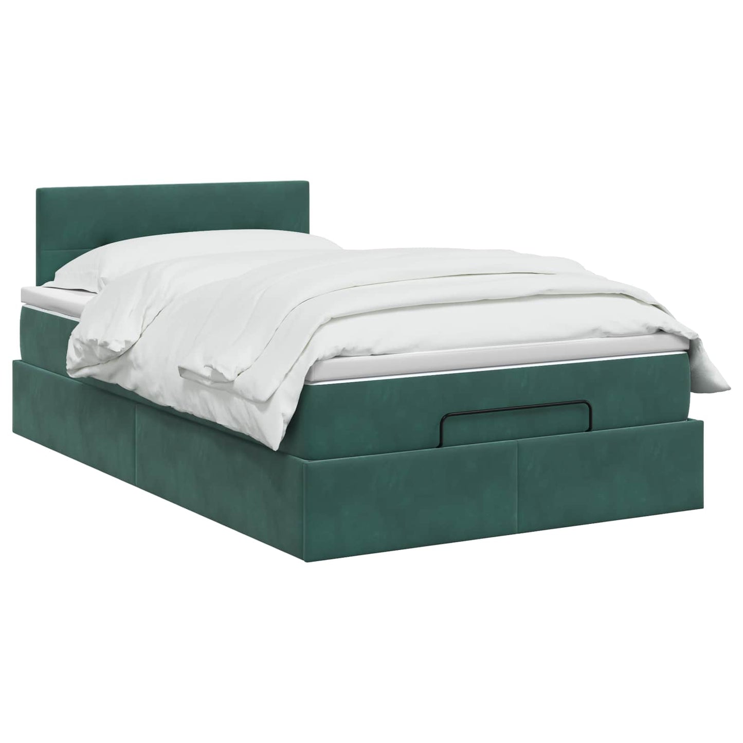 Letto Ottomano con Materasso e LED Verde Scuro 120 x 200 cm | homemem39