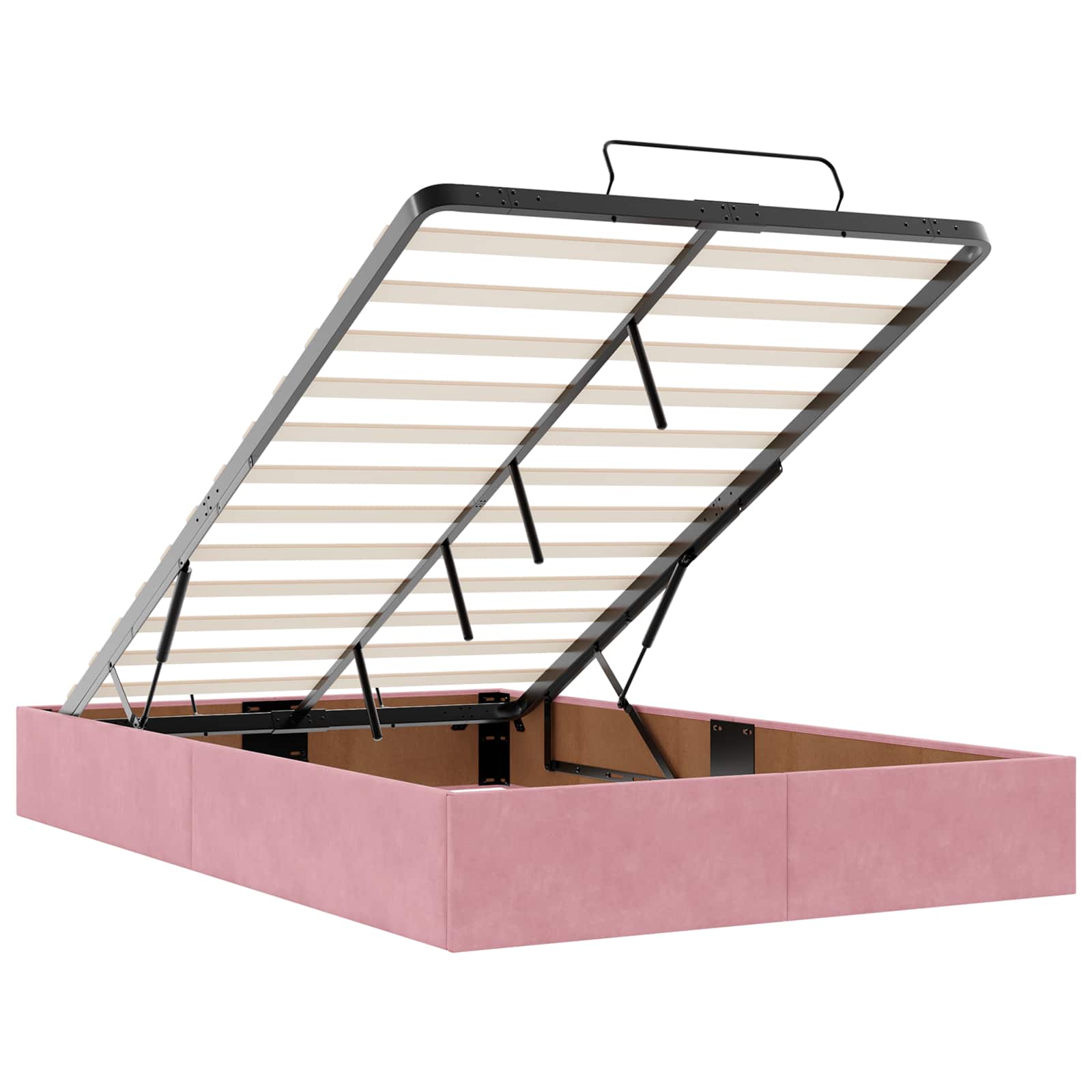 Letto Ottomano con Materasso e LED Rosa 120 x 200 cm Velluto | homemem39