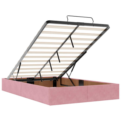 Letto Ottomano con Materasso e LED Rosa 120 x 200 cm Velluto | homemem39