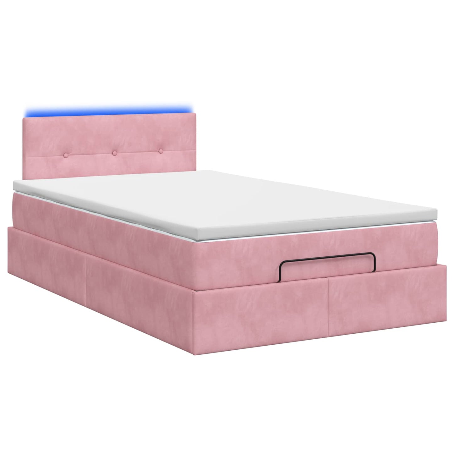 Letto Ottomano con Materasso e LED Rosa 120 x 200 cm Velluto | homemem39