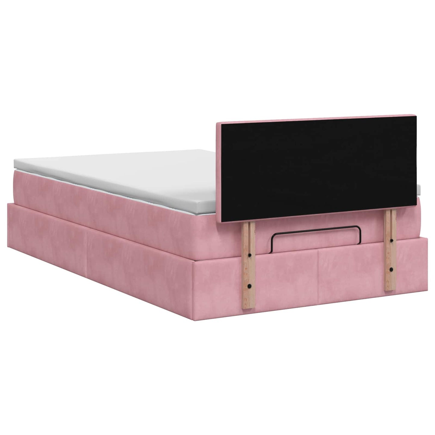 Letto Ottomano con Materasso e LED Rosa 120 x 200 cm Velluto | homemem39