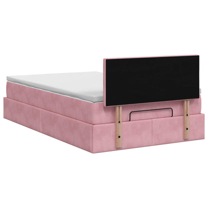 Letto Ottomano con Materasso e LED Rosa 120 x 200 cm Velluto | homemem39