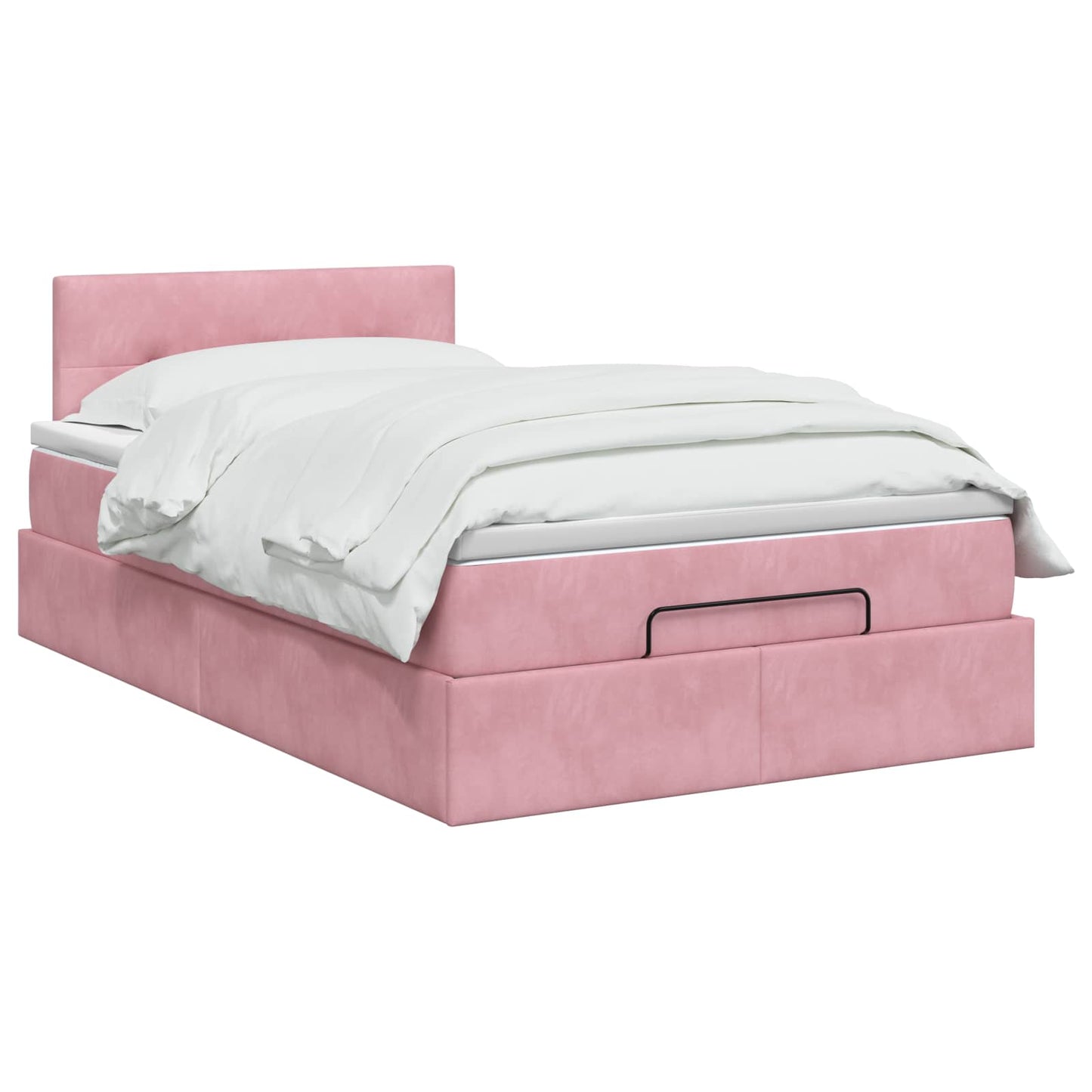Letto Ottomano con Materasso e LED Rosa 120 x 200 cm Velluto | homemem39