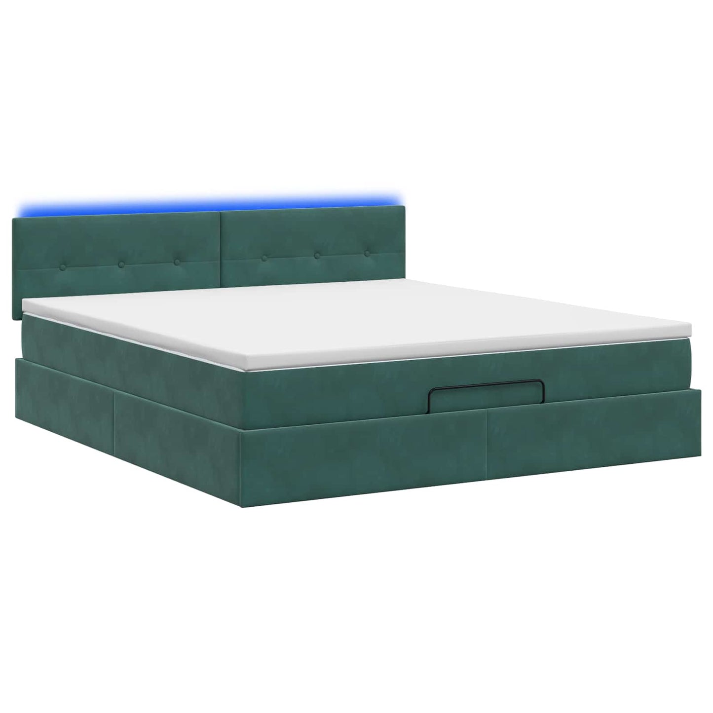 Letto Ottomano con Materasso e LED Verde Scuro 140 x 200 cm
