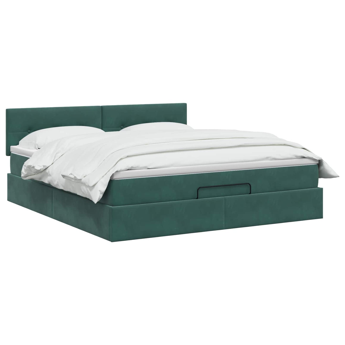 Letto Ottomano con Materasso e LED Verde Scuro 140 x 200 cm
