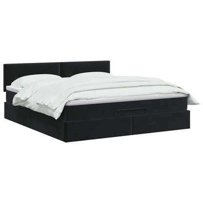 Letto Ottomano con Materasso e LED Nero 180 x 200 cm Velluto