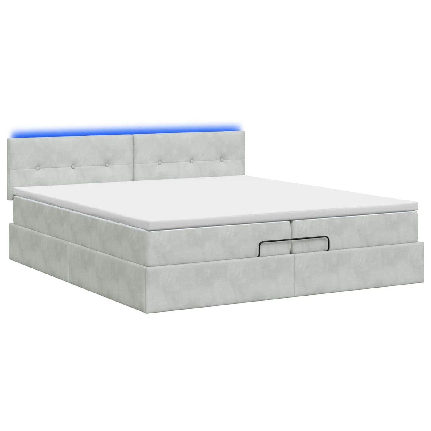 Letto Ottomano con Materasso e LED Grigio Chiaro 200 x 200 cm