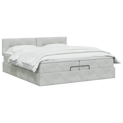 Letto Ottomano con Materasso e LED Grigio Chiaro 200 x 200 cm