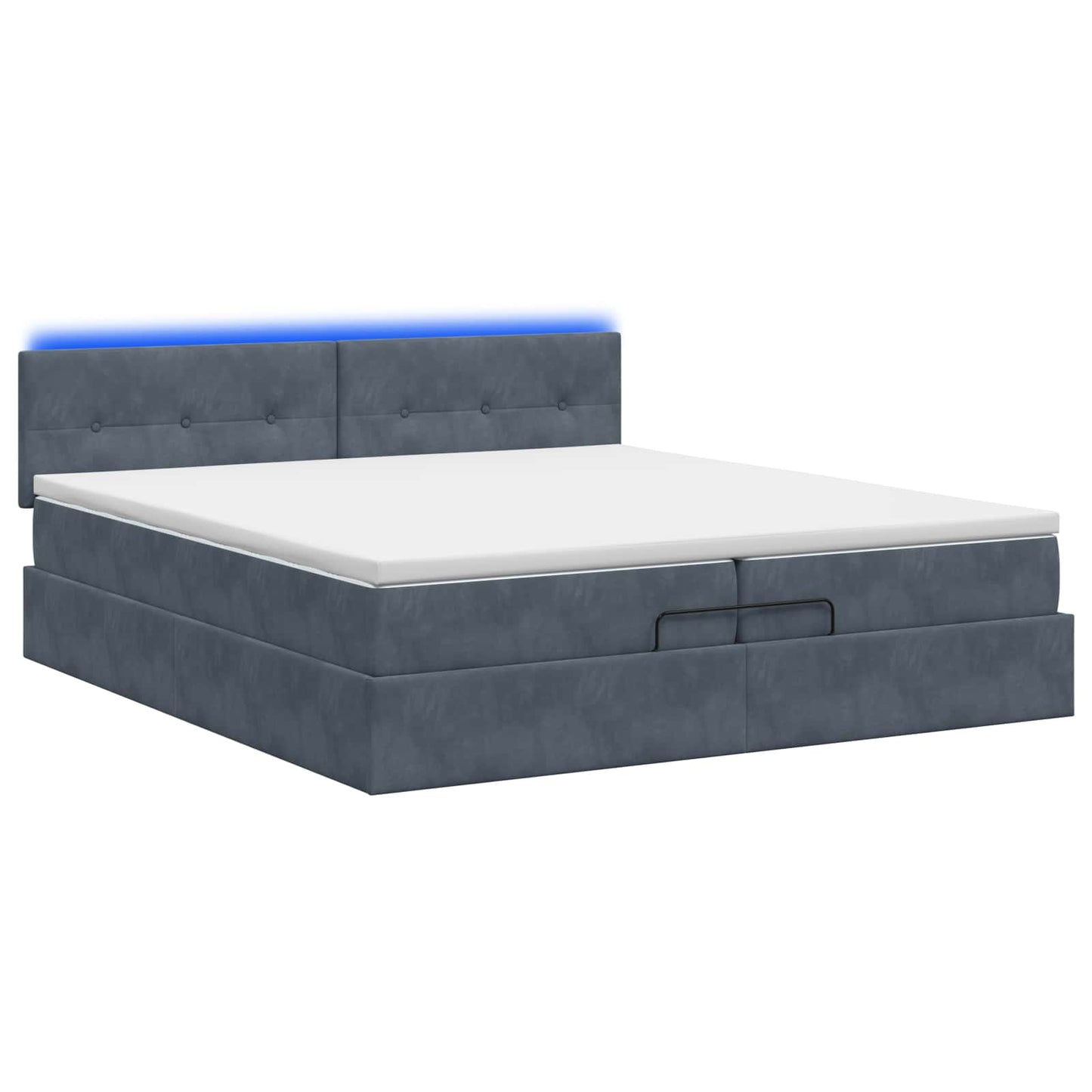 Letto Ottomano con Materasso e LED Grigio Scuro 200 x 200 cm | homemem39