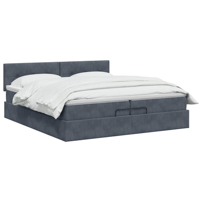 Letto Ottomano con Materasso e LED Grigio Scuro 200 x 200 cm | homemem39