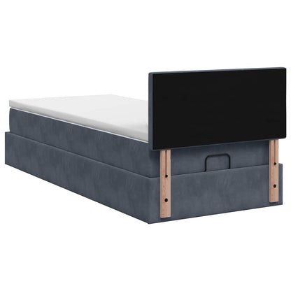 Letto Ottomano con Materasso e LED Grigio Scuro 100 x 200 cm | homemem39