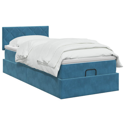 Letto Ottomano con Materasso e LED Blu scuro 100 x 200 cm | homemem39