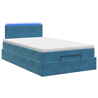 Letto Ottomano con Materasso e LED Blu scuro 120 x 190 cm | homemem39