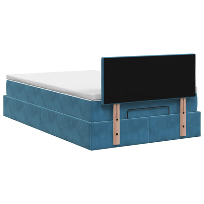 Letto Ottomano con Materasso e LED Blu scuro 120 x 190 cm | homemem39