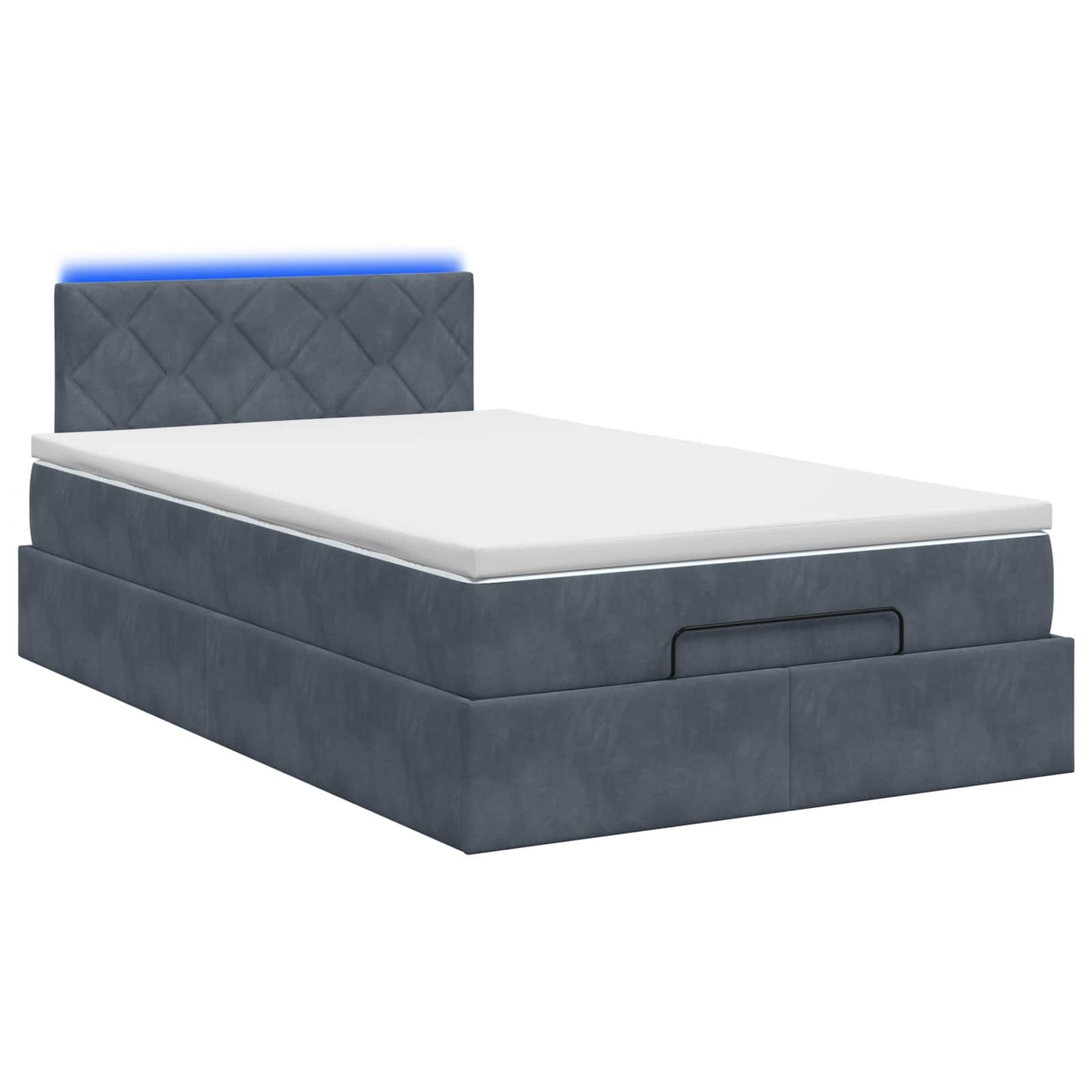 Letto Ottomano con Materasso e LED Grigio Scuro 120 x 200 cm | homemem39
