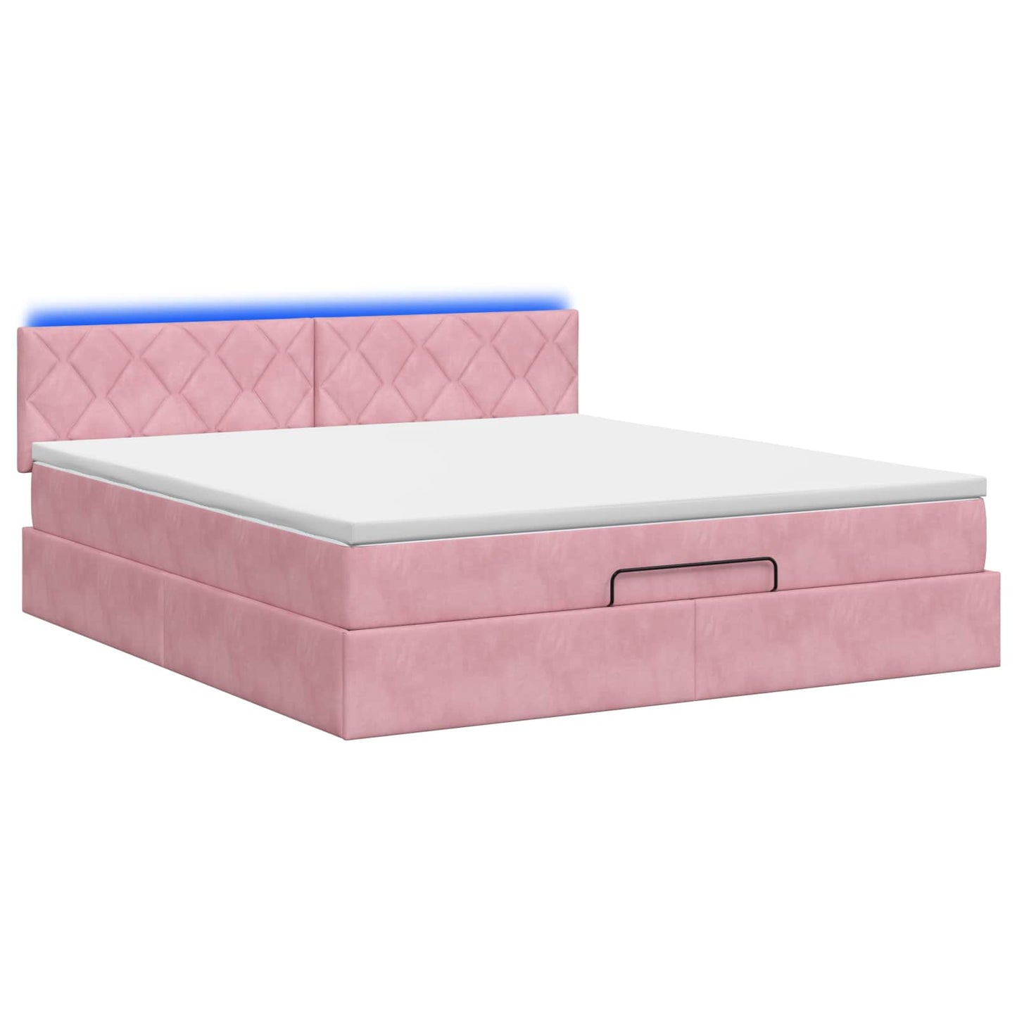 Letto Ottomano con Materasso e LED Rosa 160 x 200 cm Velluto | homemem39