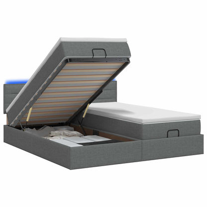 Letto Ottomano con Materasso e LED Grigio Scuro 160 x 200 cm