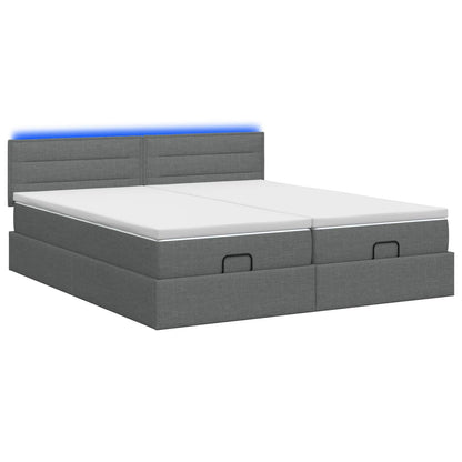 Letto Ottomano con Materasso e LED Grigio Scuro 160 x 200 cm
