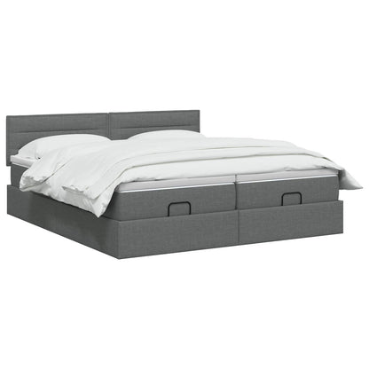 Letto Ottomano con Materasso e LED Grigio Scuro 160 x 200 cm