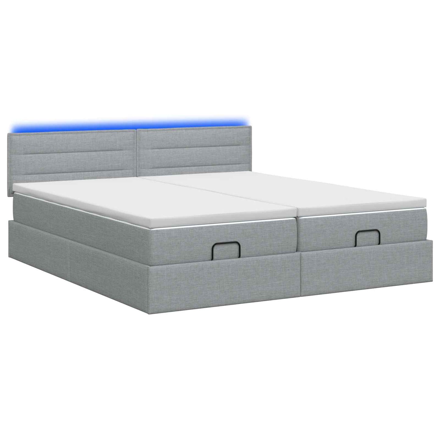 Letto Ottomano con Materasso e LED Grigio Chiaro 200 x 200 cm