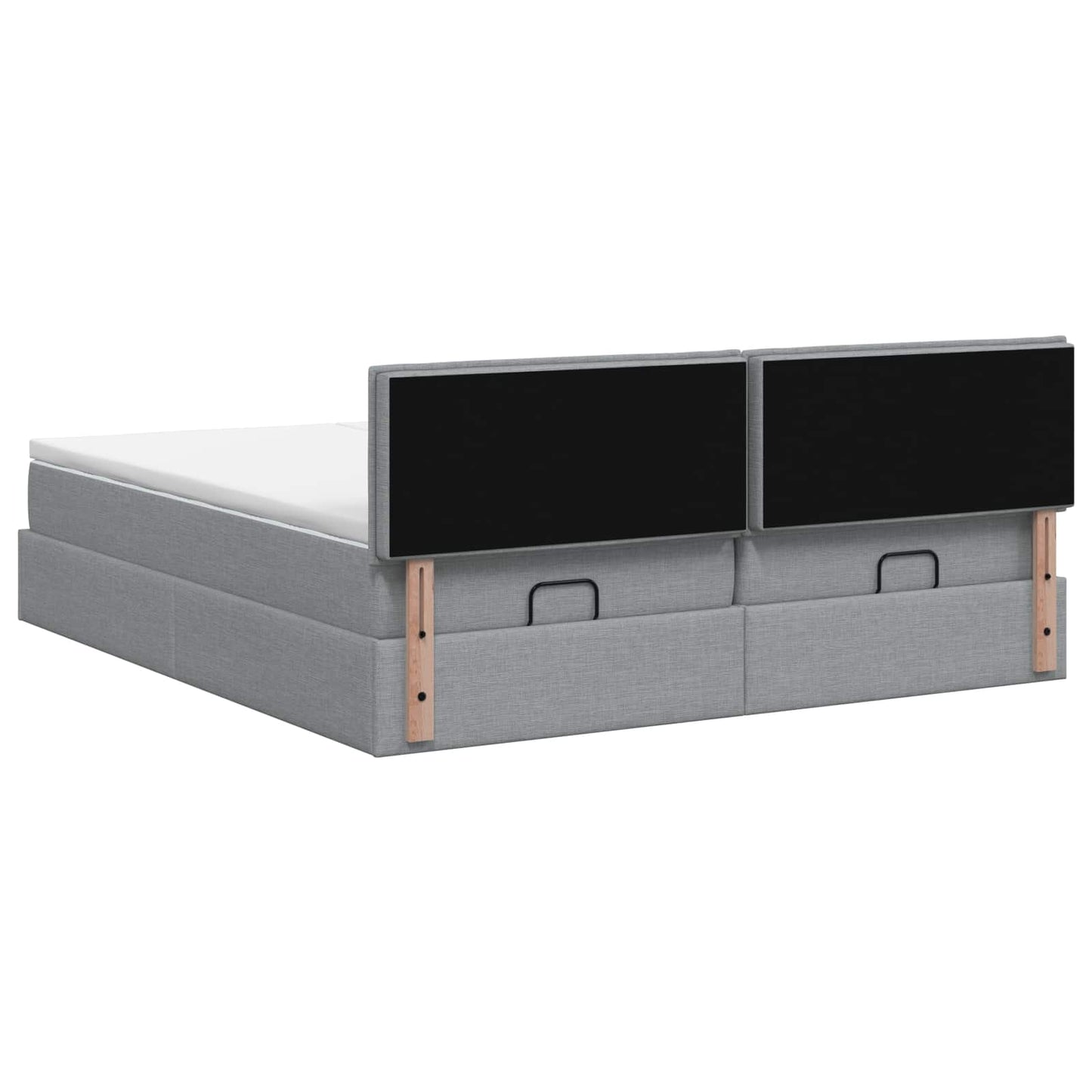 Letto Ottomano con Materasso e LED Grigio Chiaro 200 x 200 cm