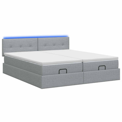 Letto Ottomano con Materasso e LED Grigio Chiaro 160 x 200 cm | homemem39