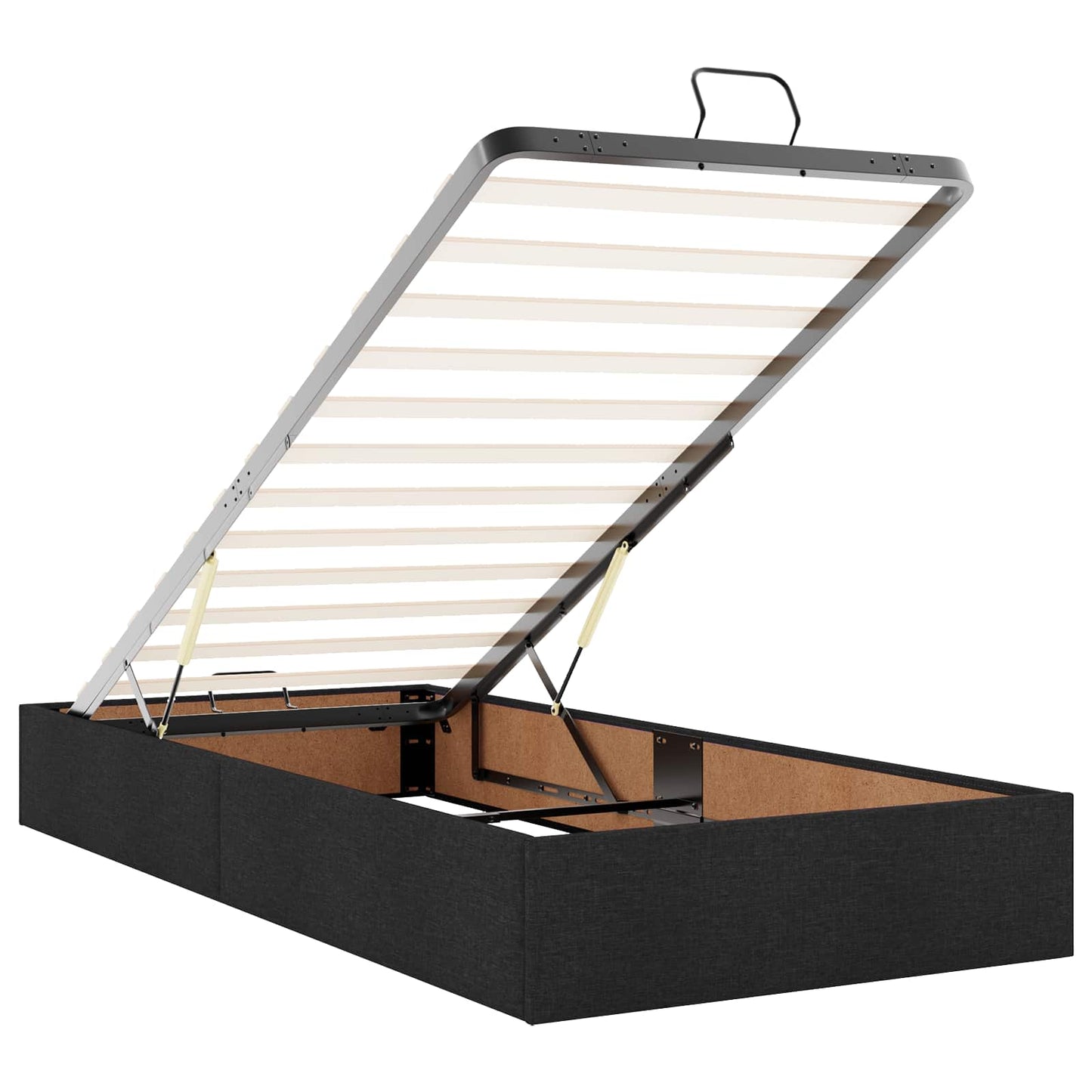 Letto Ottomano con Materasso e LED Nero 160 x 200 cm Tessuto