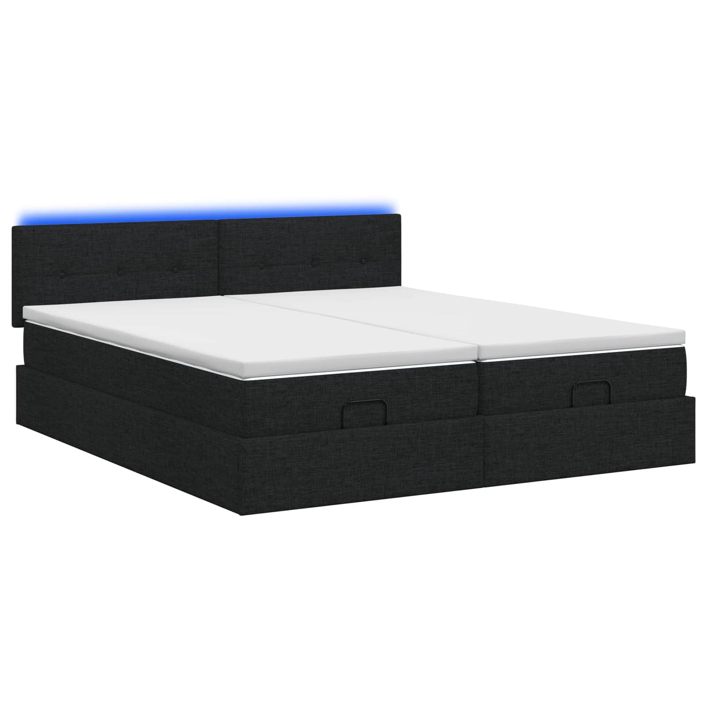 Letto Ottomano con Materasso e LED Nero 160 x 200 cm Tessuto