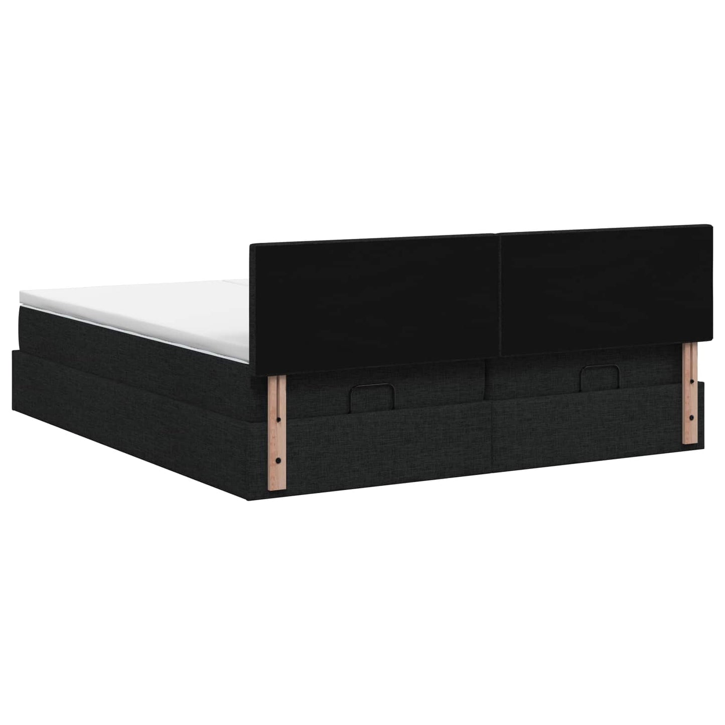 Letto Ottomano con Materasso e LED Nero 160 x 200 cm Tessuto
