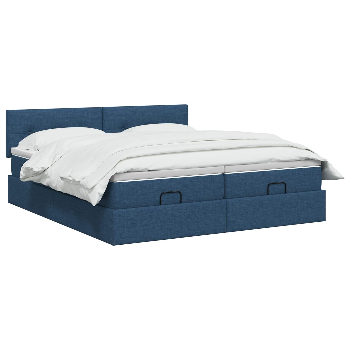 Letto Ottomano con Materasso e LED Blu 160 x 200 cm Tessuto