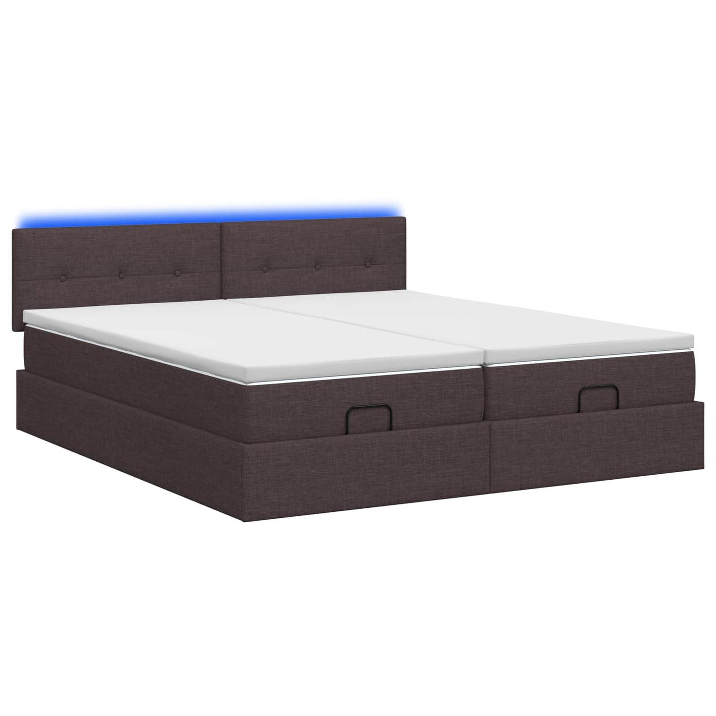 Letto Ottomano con Materasso e LED Marrone Scuro 200 x 200 cm | homemem39