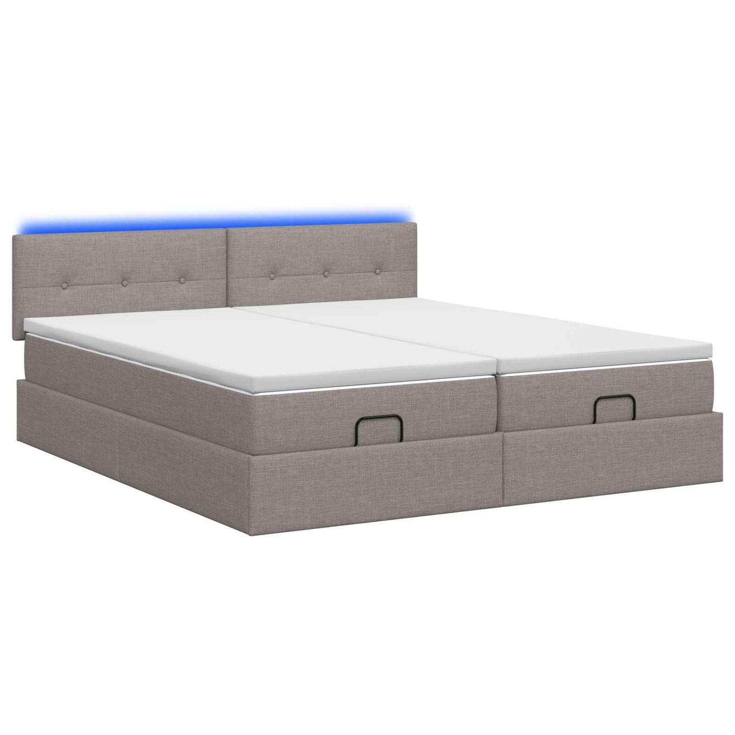 Letto Ottomano con Materasso e LED Tortora 200 x 200 cm Tessuto | homemem39