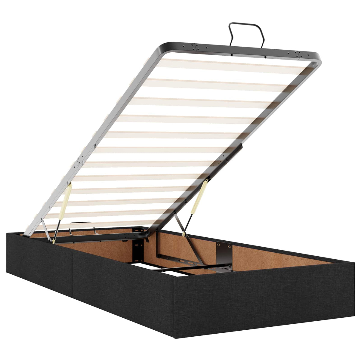 Letto Ottomano con Materasso e LED Nero 180 x 200 cm Tessuto | homemem39