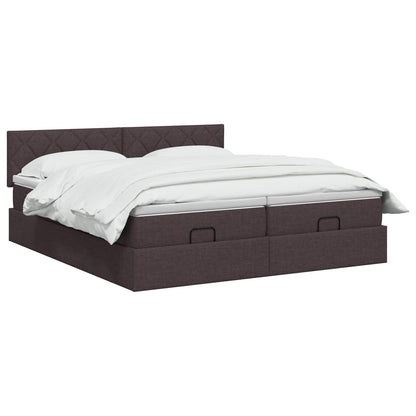Letto Ottomano con Materasso e LED Marrone Scuro 200 x 200 cm