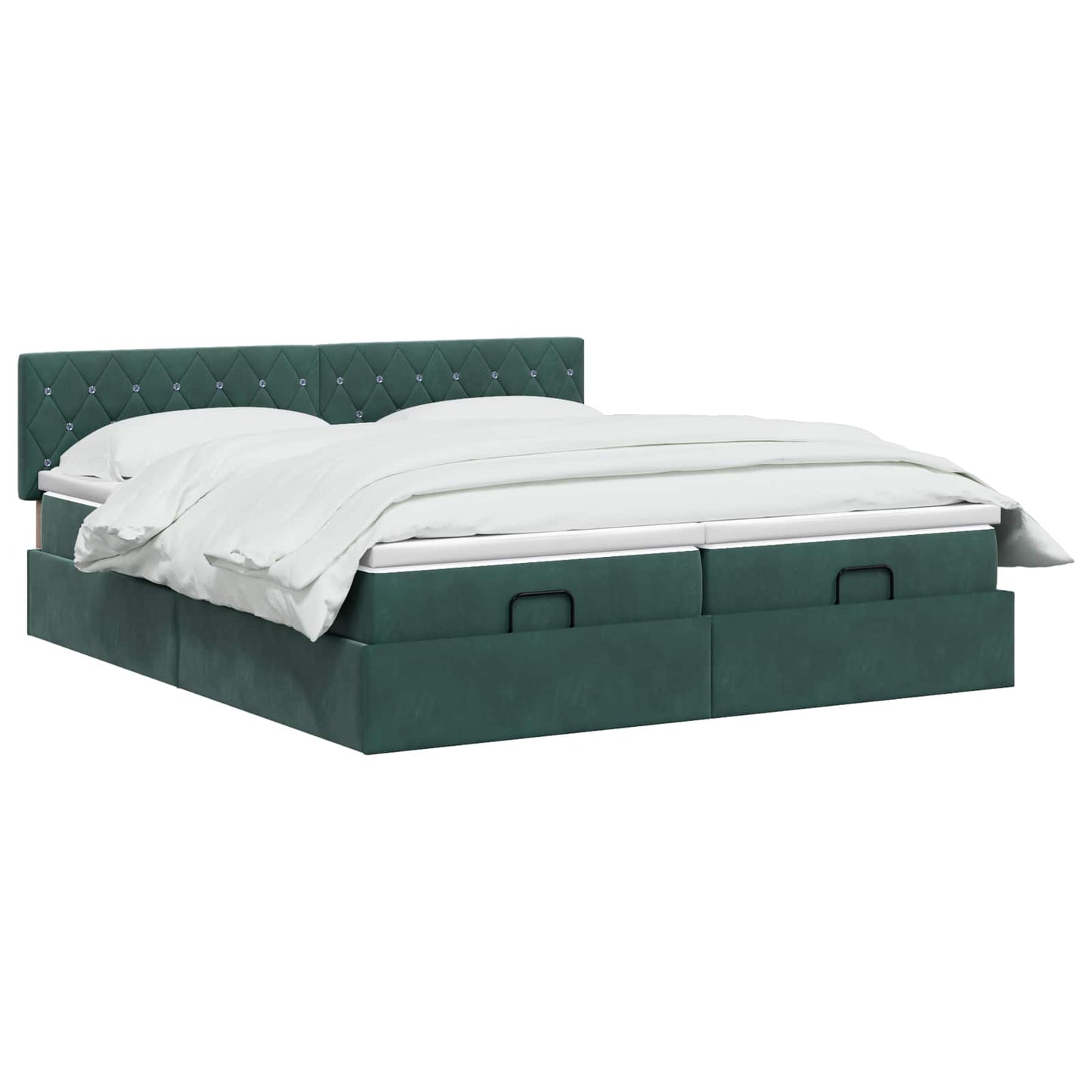 Letto Ottomano con Materasso e LED Verde Scuro 200 x 200 cm