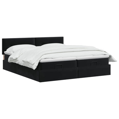 Letto Ottomano con Materasso e LED Nero 180 x 200 cm Velluto | homemem39