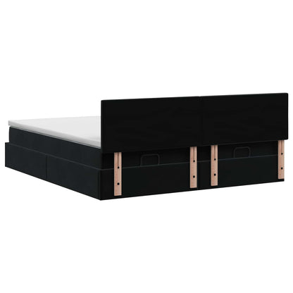 Letto Ottomano con Materasso e LED Nero 200 x 200 cm Velluto