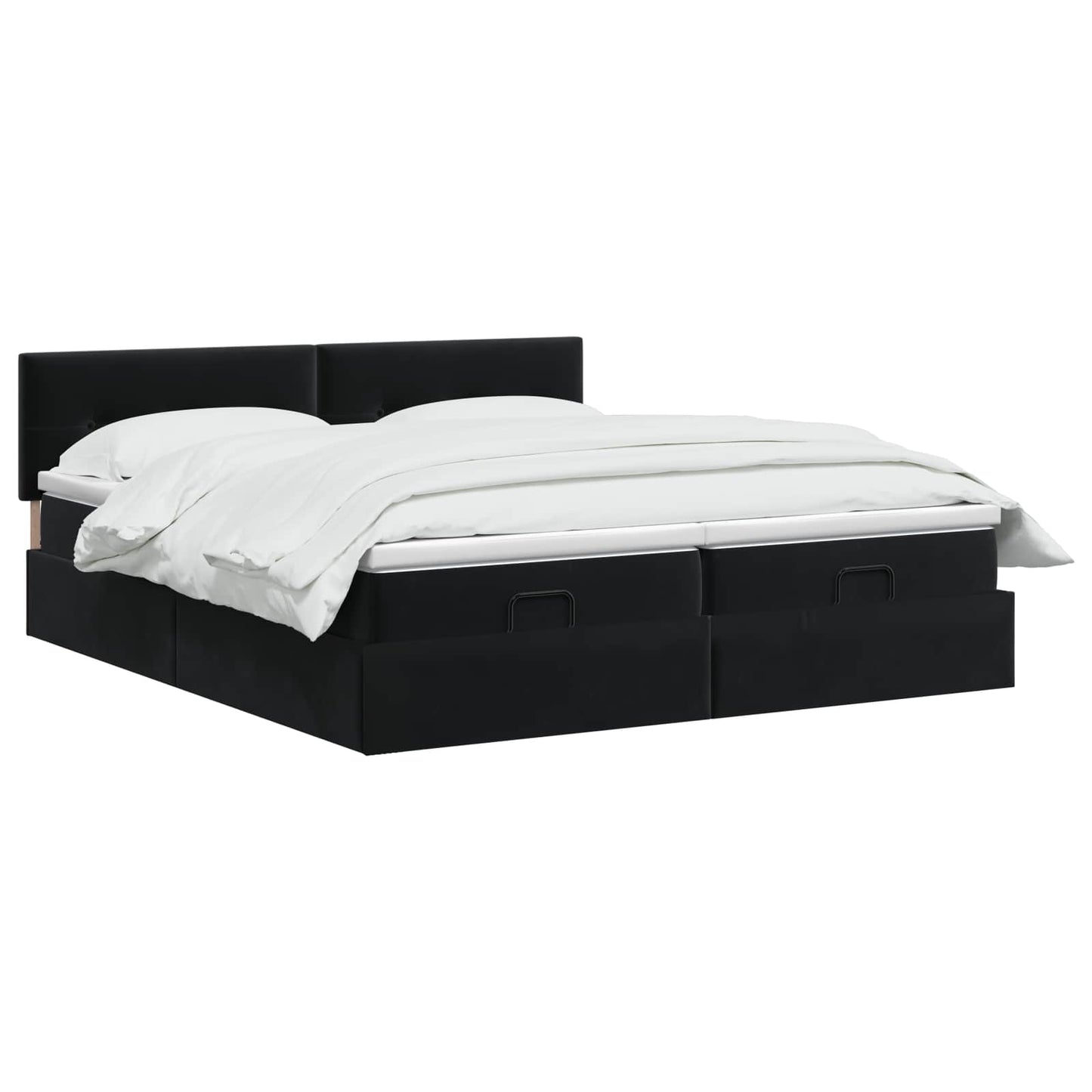 Letto Ottomano con Materasso e LED Nero 200 x 200 cm Velluto