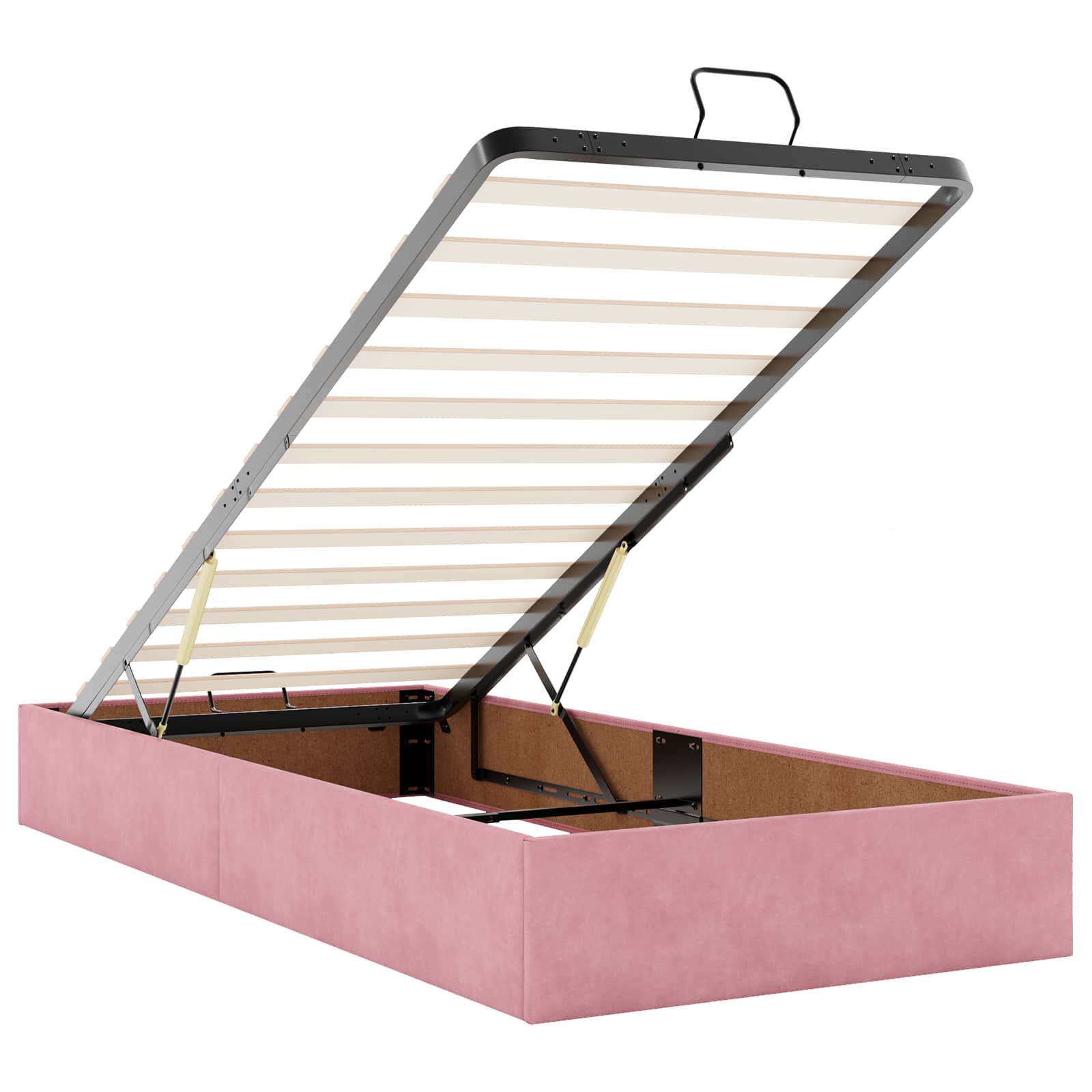 Letto Ottomano con Materasso e LED Rosa 160 x 200 cm Velluto | homemem39